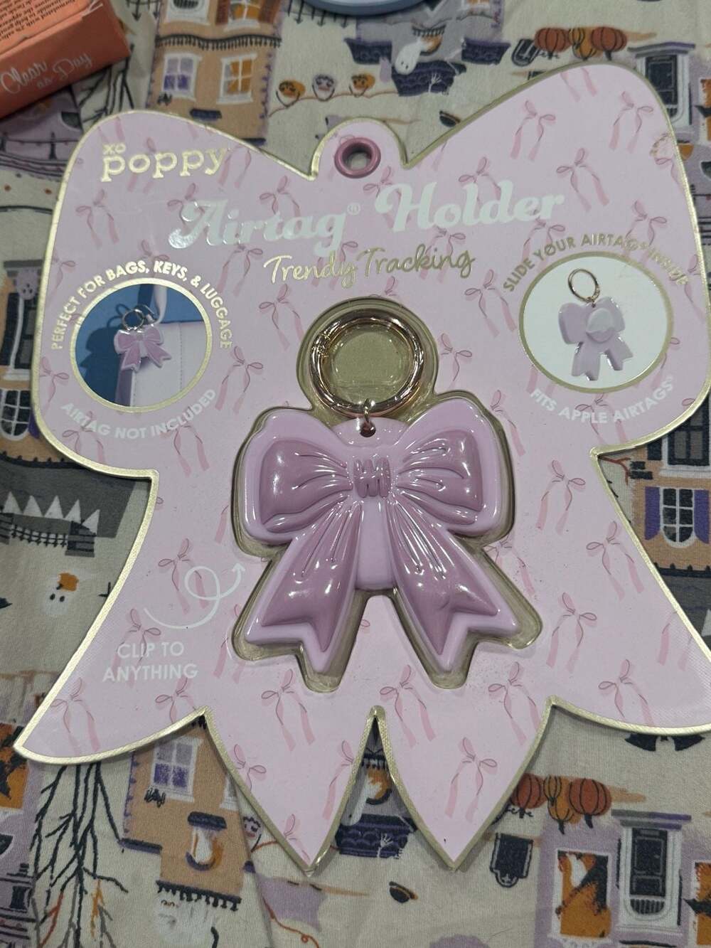xo poppy Pink Coquette Bow AirTag Holder